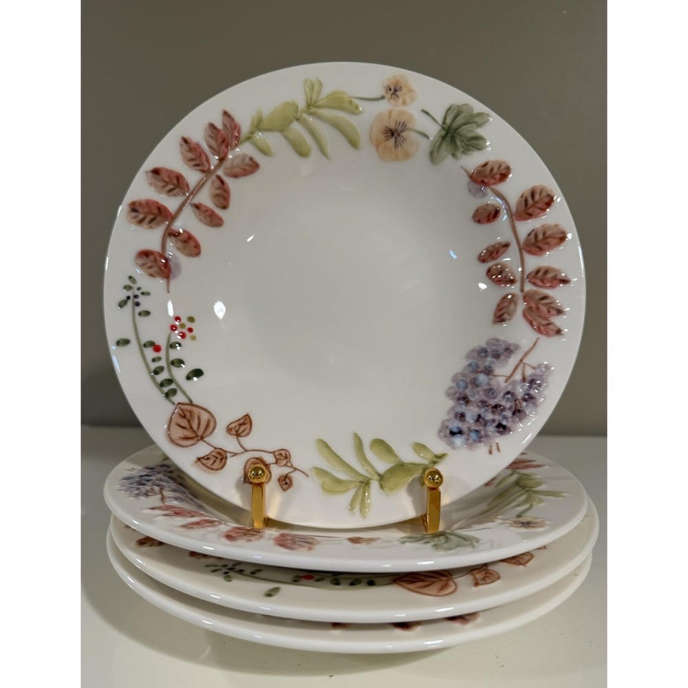 Set 4 Potter's Studio Fall Floral  8 1/2" Salad / Dessert Plates